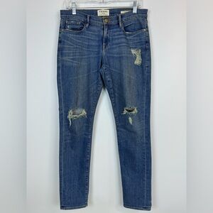 Frame Denim Slim Blue Ripped Jeans